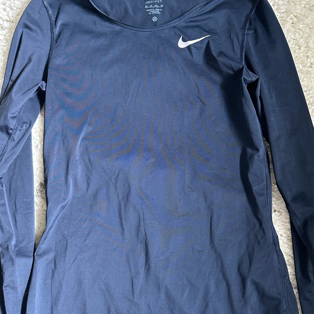 Nike Blue Fitted Long Sleeve Tee